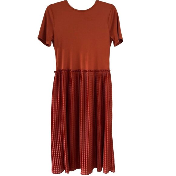 Zara Dresses & Skirts - Zara Burnt Orange 2-Tiered Ribbed Dress, Size Small, Midi Farmhouse Casual
